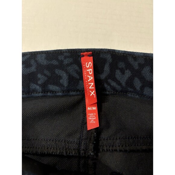 Spanx Blue Leopard Print Skinny Leg High Waisted Jean-Ish Pants Women’s Medium - Picture 7 of 13